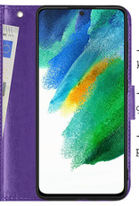 BASEY. Hoes Geschikt voor Samsung S21 FE Hoesje Bookcase Hoes Flip Case Book Cover - Hoesje Geschikt voor Samsung Galaxy S21 FE Hoes Book Case Hoesje - Paars