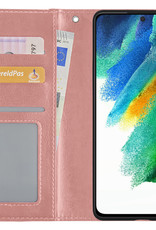 BASEY. Samsung Galaxy S21 FE Hoesje Bookcase - Samsung Galaxy S21 FE Hoes Flip Case Book Cover - Samsung Galaxy S21 FE Hoes Book Case Rose Goud