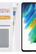 BASEY. Hoes Geschikt voor Samsung S21 FE Hoesje Bookcase Hoes Flip Case Book Cover - Hoesje Geschikt voor Samsung Galaxy S21 FE Hoes Book Case Hoesje - Wit