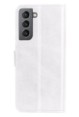 BASEY. Hoes Geschikt voor Samsung S21 FE Hoesje Bookcase Hoes Flip Case Book Cover - Hoesje Geschikt voor Samsung Galaxy S21 FE Hoes Book Case Hoesje - Wit