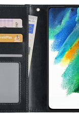 BASEY. Hoes Geschikt voor Samsung S21 FE Hoesje Bookcase Hoes Flip Case Book Cover - Hoesje Geschikt voor Samsung Galaxy S21 FE Hoes Book Case Hoesje - Zwart