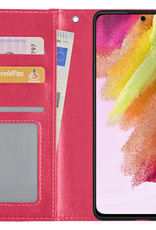 NoXx Samsung Galaxy S21 FE Hoesje Bookcase Flip Cover Book Case - Donkerroze