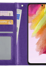 NoXx Hoes Geschikt voor Samsung S21 FE Hoesje Book Case Hoes Flip Cover Wallet Bookcase - Paars