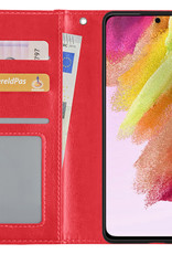 NoXx Hoes Geschikt voor Samsung S21 FE Hoesje Book Case Hoes Flip Cover Wallet Bookcase - Rood