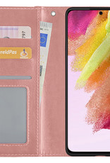 NoXx Hoes Geschikt voor Samsung S21 FE Hoesje Book Case Hoes Flip Cover Wallet Bookcase - Rosé goud