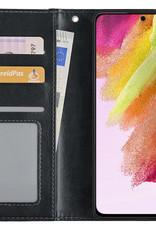 NoXx Hoes Geschikt voor Samsung S21 FE Hoesje Book Case Hoes Flip Cover Wallet Bookcase - Zwart