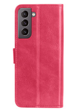 Nomfy Samsung Galaxy S21 FE Hoes Bookcase Donker Roze - Samsung Galaxy S21 FE Book Cover Flipcase - Samsung Galaxy S21 FE Hoesje Donkerroze