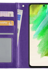 Nomfy Hoesje Geschikt voor Samsung S21 FE Hoes Bookcase Flipcase Book Cover - Hoes Geschikt voor Samsung Galaxy S21 FE Hoesje Book Case - Paars