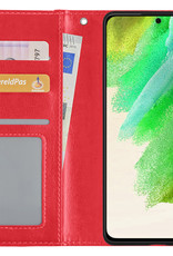 Nomfy Hoesje Geschikt voor Samsung S21 FE Hoes Bookcase Flipcase Book Cover - Hoes Geschikt voor Samsung Galaxy S21 FE Hoesje Book Case - Rood