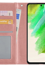 Nomfy Hoesje Geschikt voor Samsung S21 FE Hoes Bookcase Flipcase Book Cover - Hoes Geschikt voor Samsung Galaxy S21 FE Hoesje Book Case - Rosé goud