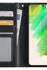 Nomfy Hoesje Geschikt voor Samsung S21 FE Hoes Bookcase Flipcase Book Cover - Hoes Geschikt voor Samsung Galaxy S21 FE Hoesje Book Case - Zwart