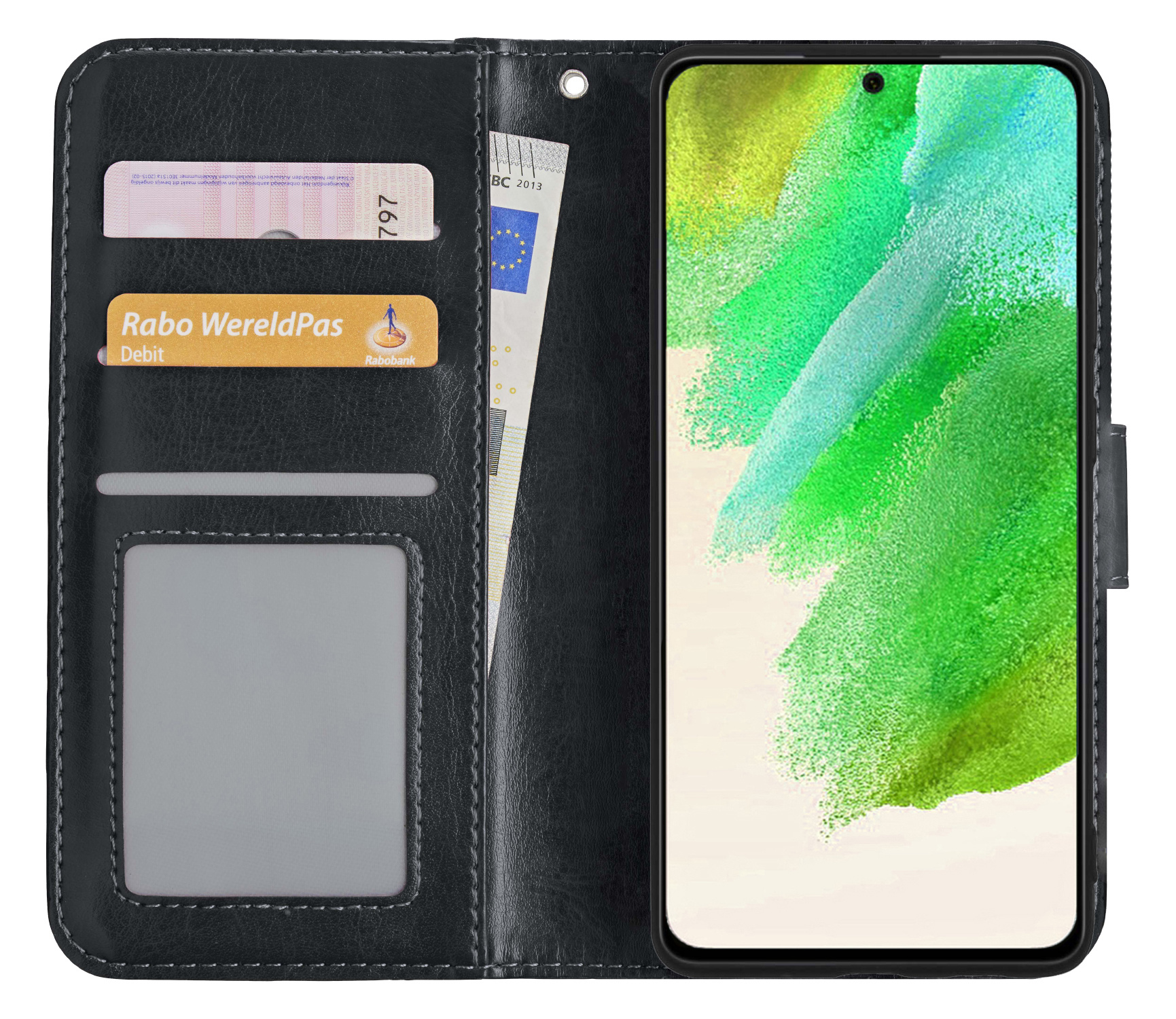 Nomfy Hoesje Geschikt voor Samsung S21 FE Hoes Bookcase Flipcase Book Cover - Hoes Geschikt voor Samsung Galaxy S21 FE Hoesje Book Case - Zwart
