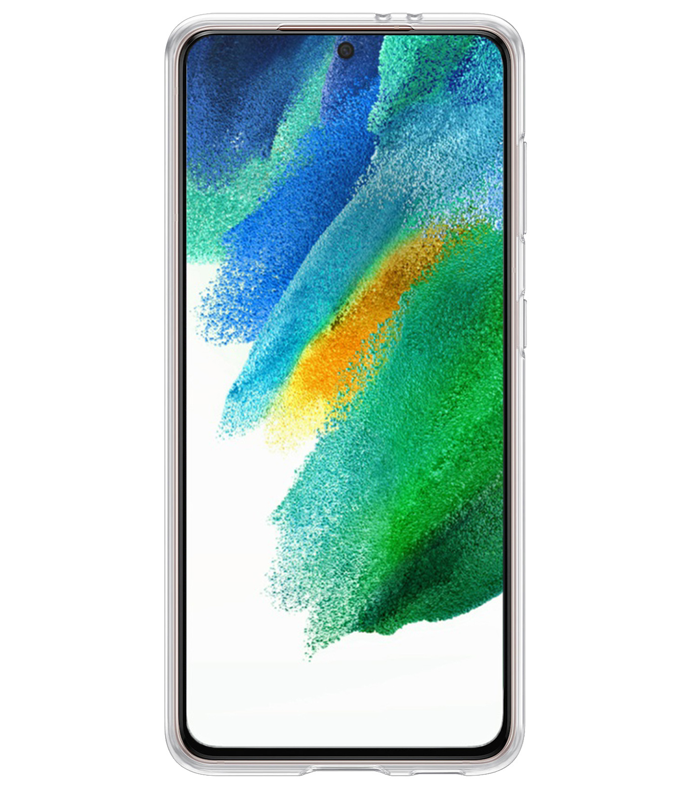 BASEY. Hoes Geschikt voor Samsung S21 FE Hoesje Siliconen Back Cover Case Met Screenprotector - Hoesje Geschikt voor Samsung Galaxy S21 FE Hoes Cover Hoesje - Transparant