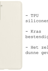 BASEY. Hoes Geschikt voor Samsung S21 FE Hoesje Siliconen Back Cover Case Met Screenprotector - Hoesje Geschikt voor Samsung Galaxy S21 FE Hoes Cover Hoesje - Wit