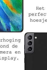 BASEY. Hoes Geschikt voor Samsung S21 FE Hoesje Siliconen Back Cover Case Met Screenprotector - Hoesje Geschikt voor Samsung Galaxy S21 FE Hoes Cover Hoesje - Zwart