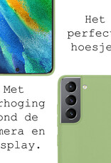 BASEY. Hoes Geschikt voor Samsung S21 FE Hoesje Siliconen Back Cover Case Met 2x Screenprotector - Hoesje Geschikt voor Samsung Galaxy S21 FE Hoes Cover Hoesje - Groen