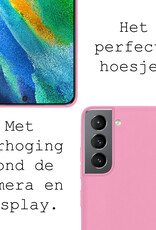 BASEY. Hoes Geschikt voor Samsung S21 FE Hoesje Siliconen Back Cover Case Met 2x Screenprotector - Hoesje Geschikt voor Samsung Galaxy S21 FE Hoes Cover Hoesje - Lichtroze