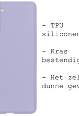 BASEY. Hoes Geschikt voor Samsung S21 FE Hoesje Siliconen Back Cover Case Met 2x Screenprotector - Hoesje Geschikt voor Samsung Galaxy S21 FE Hoes Cover Hoesje - Lila