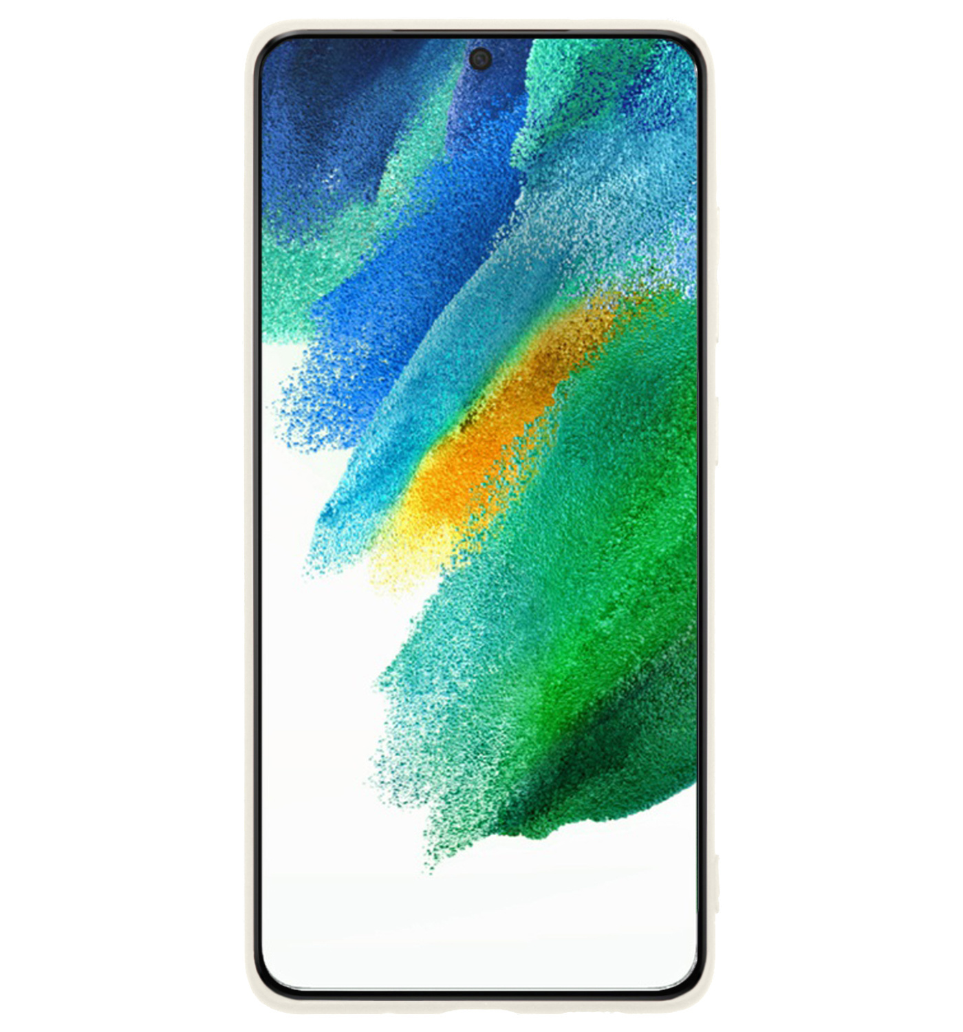 BASEY. Hoes Geschikt voor Samsung S21 FE Hoesje Siliconen Back Cover Case Met 2x Screenprotector - Hoesje Geschikt voor Samsung Galaxy S21 FE Hoes Cover Hoesje - Wit