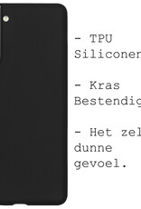 BASEY. Hoes Geschikt voor Samsung S21 FE Hoesje Siliconen Back Cover Case Met 2x Screenprotector - Hoesje Geschikt voor Samsung Galaxy S21 FE Hoes Cover Hoesje - Zwart