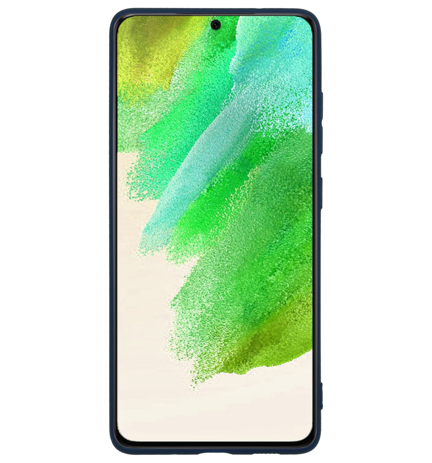 Nomfy Hoesje Geschikt voor Samsung S21 FE Hoesje Siliconen Cover Case Met Screenprotector - Hoes Geschikt voor Samsung Galaxy S21 FE Hoes Back Case - Donkerblauw