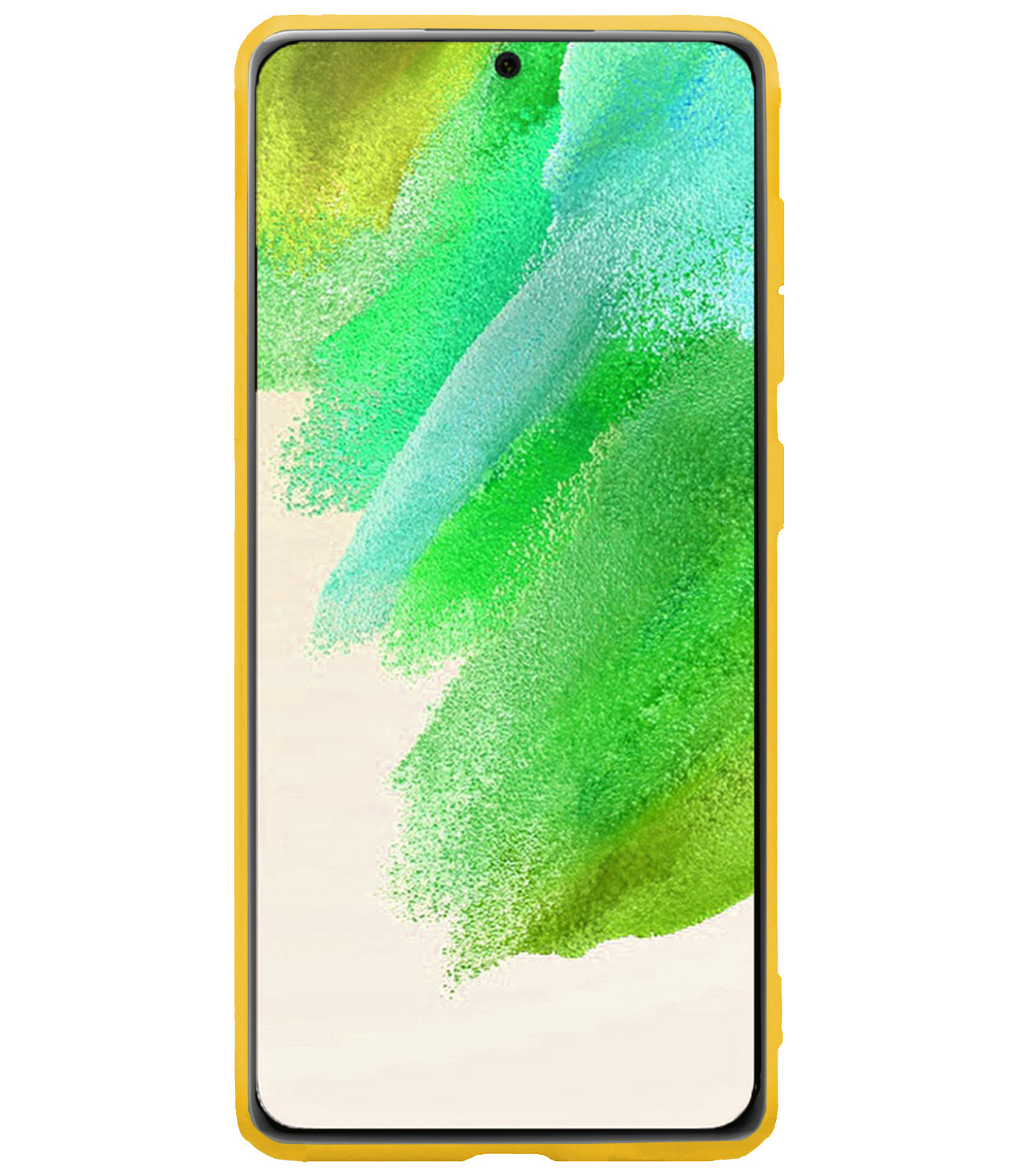 Nomfy Hoesje Geschikt voor Samsung S21 FE Hoesje Siliconen Cover Case Met Screenprotector - Hoes Geschikt voor Samsung Galaxy S21 FE Hoes Back Case - Geel