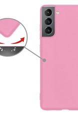 Nomfy Hoesje Geschikt voor Samsung S21 FE Hoesje Siliconen Cover Case Met Screenprotector - Hoes Geschikt voor Samsung Galaxy S21 FE Hoes Back Case - Lichtroze
