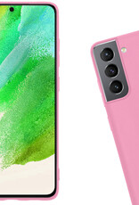 Nomfy Hoesje Geschikt voor Samsung S21 FE Hoesje Siliconen Cover Case Met Screenprotector - Hoes Geschikt voor Samsung Galaxy S21 FE Hoes Back Case - Lichtroze