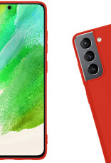 Nomfy Hoesje Geschikt voor Samsung S21 FE Hoesje Siliconen Cover Case Met Screenprotector - Hoes Geschikt voor Samsung Galaxy S21 FE Hoes Back Case - Rood