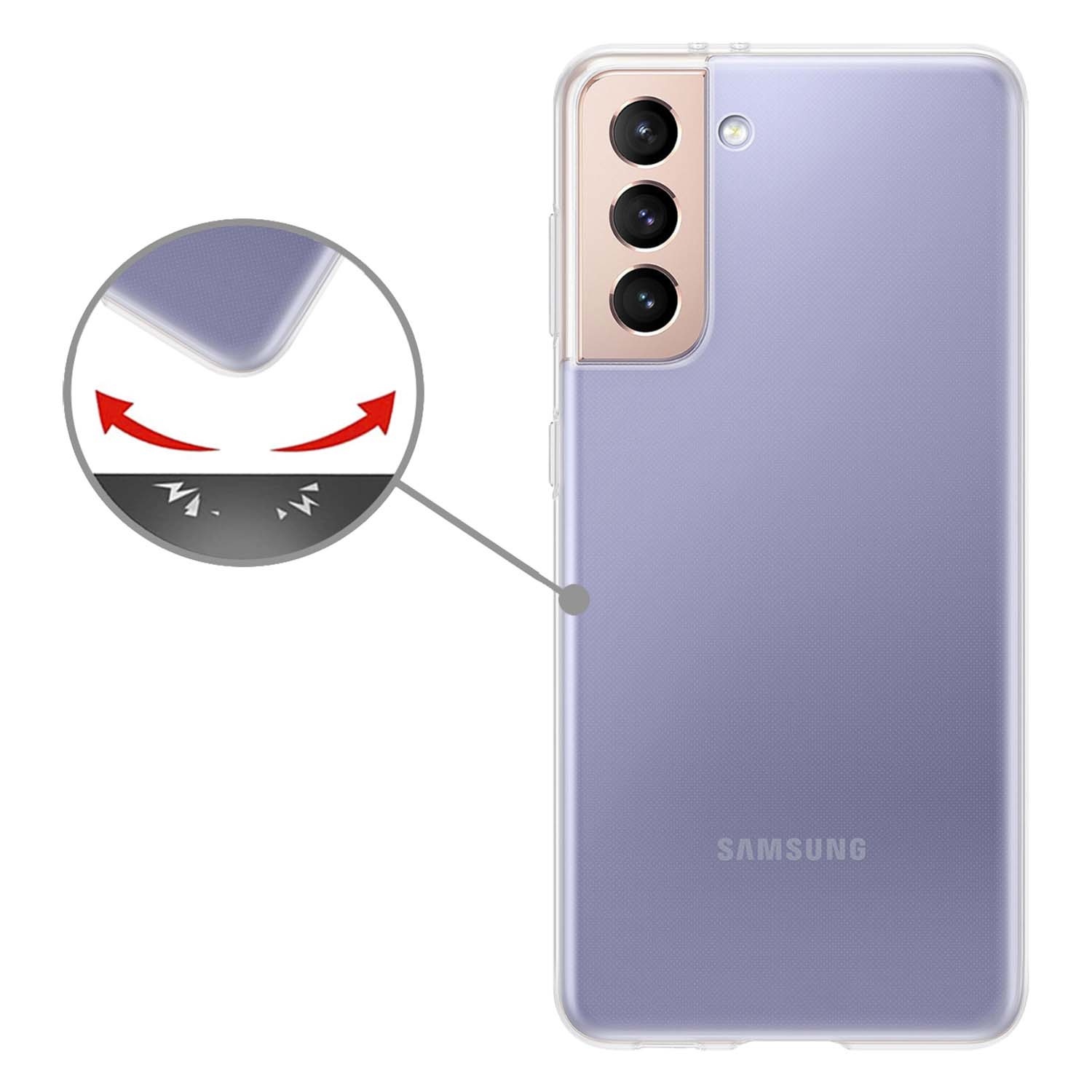 Nomfy Hoesje Geschikt voor Samsung S21 FE Hoesje Siliconen Cover Case Met Screenprotector - Hoes Geschikt voor Samsung Galaxy S21 FE Hoes Back Case - Transparant
