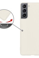 Nomfy Hoesje Geschikt voor Samsung S21 FE Hoesje Siliconen Cover Case Met Screenprotector - Hoes Geschikt voor Samsung Galaxy S21 FE Hoes Back Case - Wit
