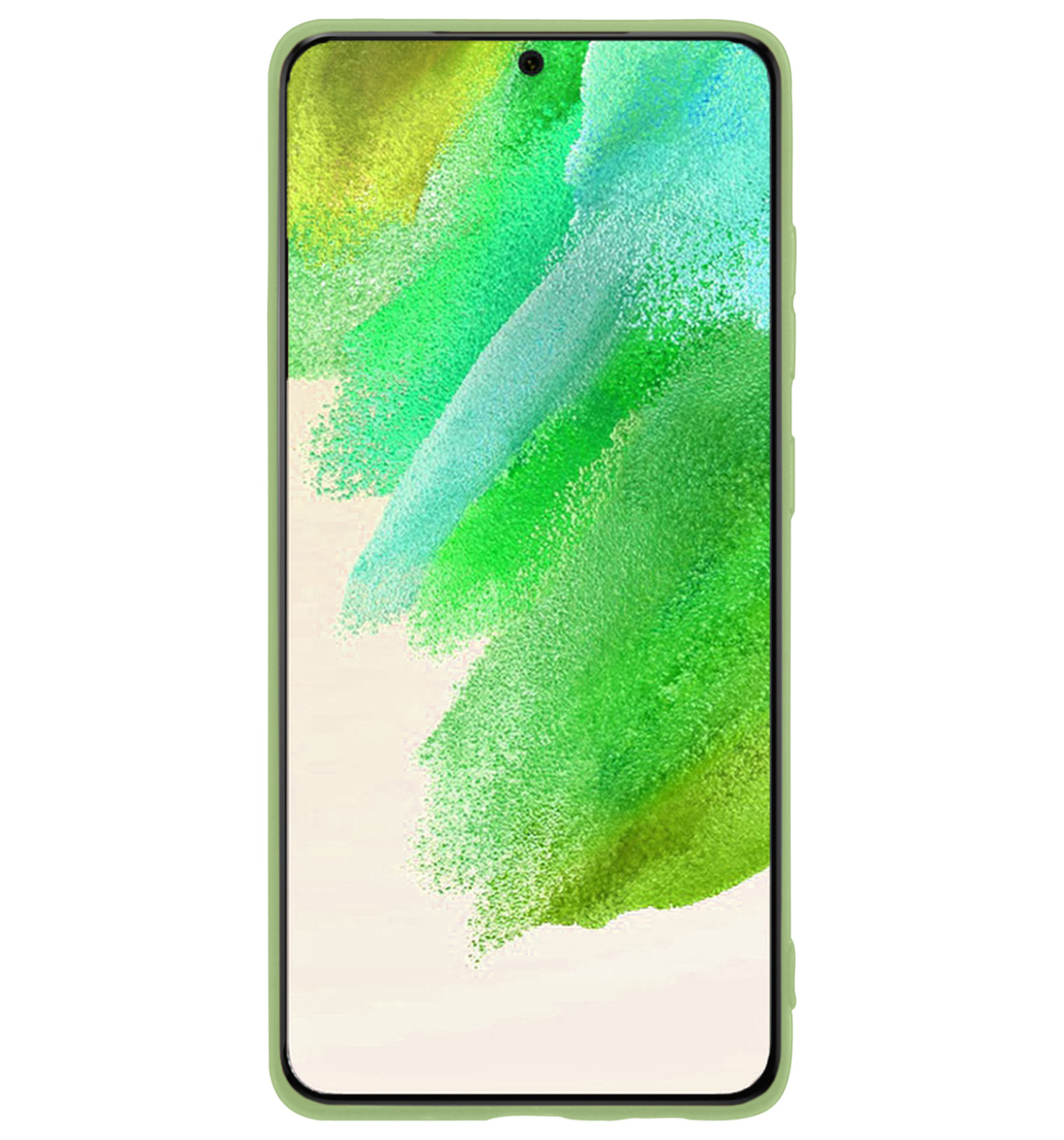 Nomfy Hoesje Geschikt voor Samsung S21 FE Hoesje Siliconen Cover Case Met 2x Screenprotector - Hoes Geschikt voor Samsung Galaxy S21 FE Hoes Back Case - Groen