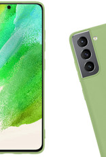 Nomfy Hoesje Geschikt voor Samsung S21 FE Hoesje Siliconen Cover Case Met 2x Screenprotector - Hoes Geschikt voor Samsung Galaxy S21 FE Hoes Back Case - Groen