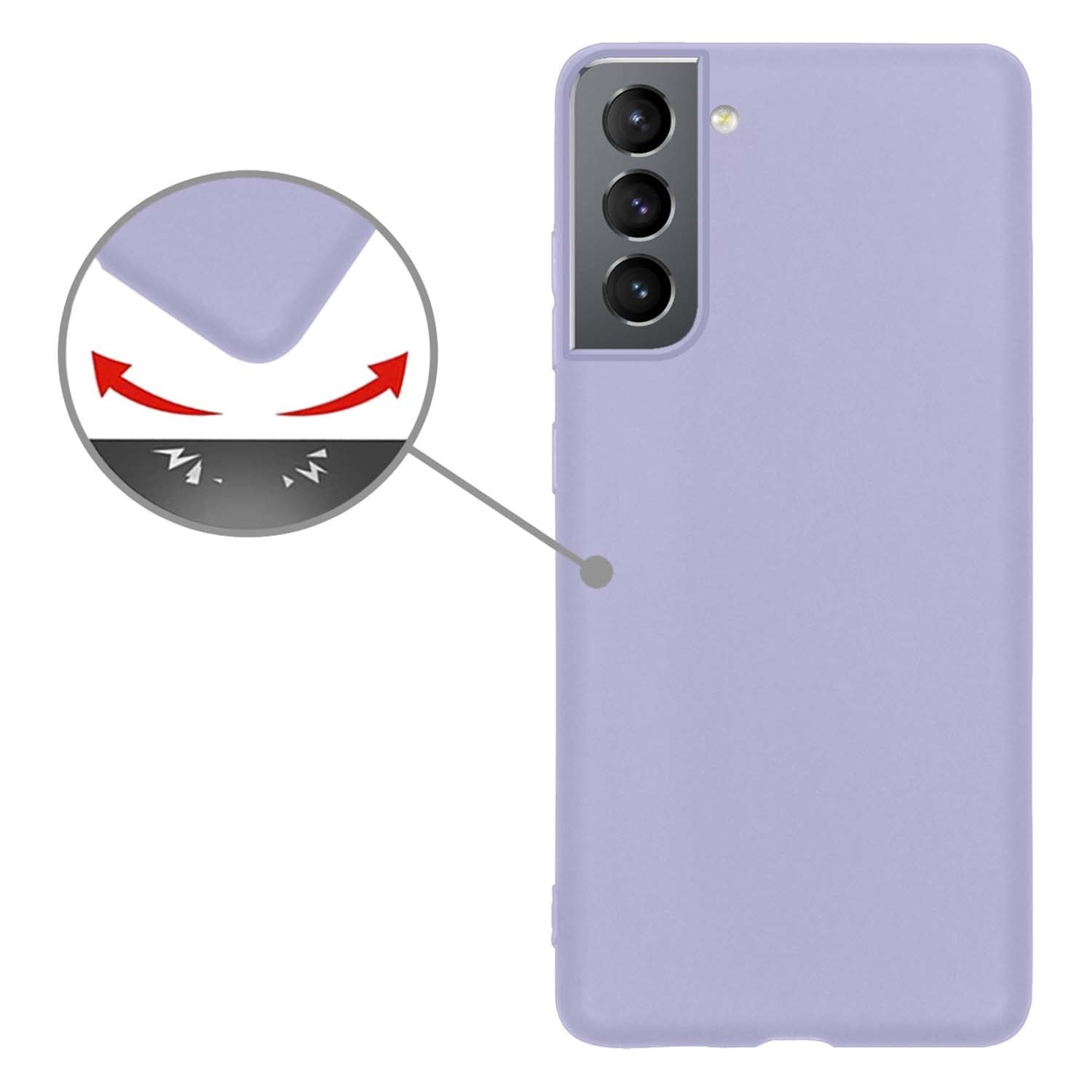 Nomfy Hoesje Geschikt voor Samsung S21 FE Hoesje Siliconen Cover Case Met 2x Screenprotector - Hoes Geschikt voor Samsung Galaxy S21 FE Hoes Back Case - Lila