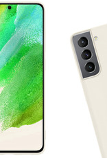 Nomfy Hoesje Geschikt voor Samsung S21 FE Hoesje Siliconen Cover Case Met 2x Screenprotector - Hoes Geschikt voor Samsung Galaxy S21 FE Hoes Back Case - Wit