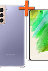 Nomfy Hoesje Geschikt voor Samsung S21 FE Hoesje Shock Proof Cover Case Shockproof Met Screenprotector - Hoes Geschikt voor Samsung Galaxy S21 FE Hoes Siliconen Back Case - Transparant