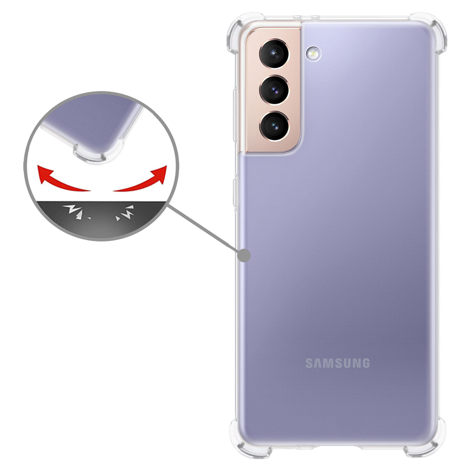 Nomfy Hoesje Geschikt voor Samsung S21 FE Hoesje Shock Proof Cover Case Shockproof Met Screenprotector - Hoes Geschikt voor Samsung Galaxy S21 FE Hoes Siliconen Back Case - Transparant