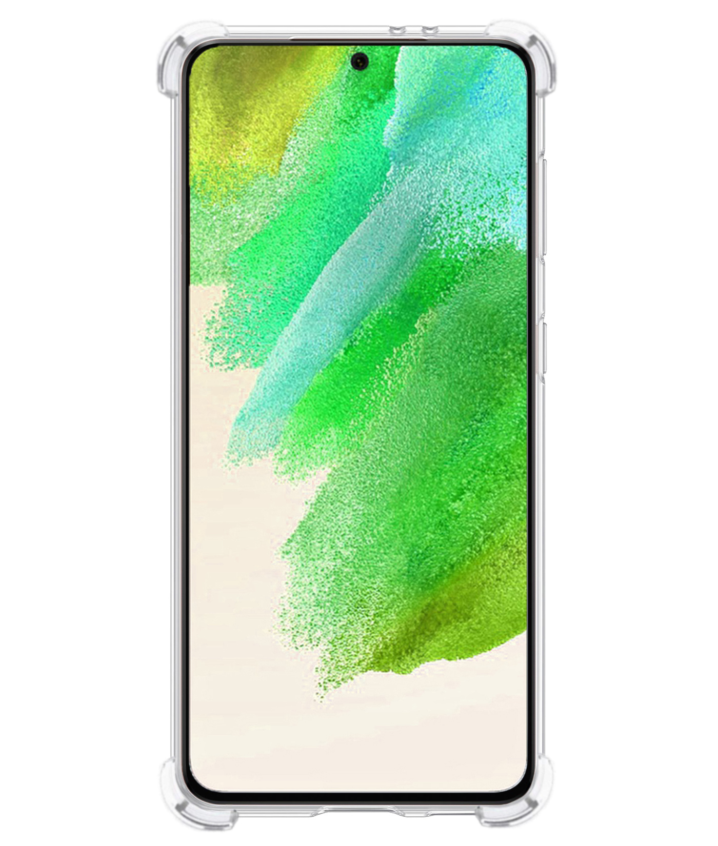 Nomfy Hoesje Geschikt voor Samsung S21 FE Hoesje Shock Proof Cover Case Shockproof Met 2x Screenprotector - Hoes Geschikt voor Samsung Galaxy S21 FE Hoes Siliconen Back Case - Transparant