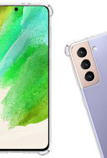 Nomfy Hoesje Geschikt voor Samsung S21 FE Hoesje Shock Proof Cover Case Shockproof Met 2x Screenprotector - Hoes Geschikt voor Samsung Galaxy S21 FE Hoes Siliconen Back Case - Transparant