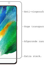 BASEY. Hoes Geschikt voor Samsung S21 FE Hoesje Siliconen Back Cover Case Met 2x Screenprotector - Hoesje Geschikt voor Samsung Galaxy S21 FE Hoes Cover Hoesje - Lila