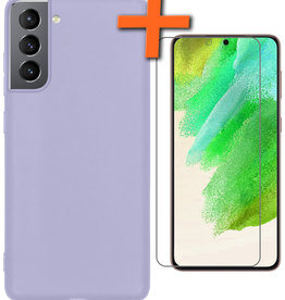 Nomfy Nomfy Samsung Galaxy S21FE Hoesje Siliconen Met Screenprotector - Lila