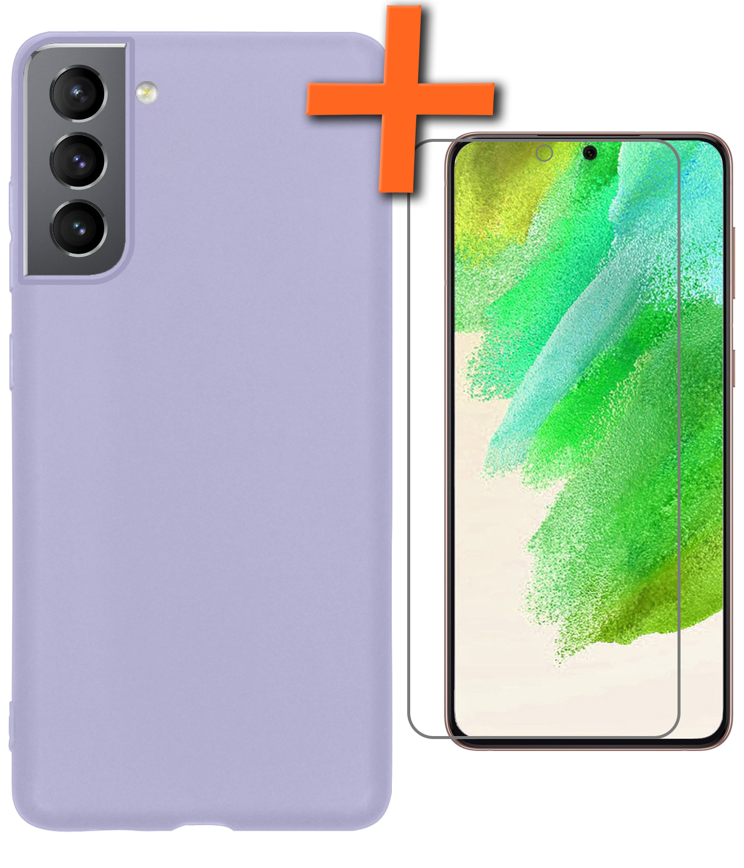 Nomfy Hoesje Geschikt voor Samsung S21 FE Hoesje Siliconen Cover Case Met Screenprotector - Hoes Geschikt voor Samsung Galaxy S21 FE Hoes Back Case - Lila
