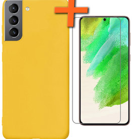 Nomfy Nomfy Samsung Galaxy S21FE Hoesje Siliconen Met Screenprotector - Geel