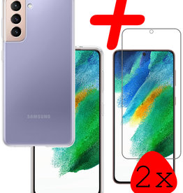 BASEY. BASEY. Samsung Galaxy S21FE Hoesje Siliconen Met 2x Screenprotector - Transparant