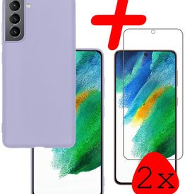 BASEY. BASEY. Samsung Galaxy S21FE Hoesje Siliconen Met 2x Screenprotector - Lila