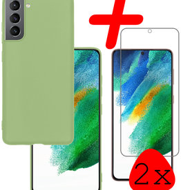 BASEY. BASEY. Samsung Galaxy S21FE Hoesje Siliconen Met 2x Screenprotector - Groen