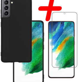 BASEY. BASEY. Samsung Galaxy S21FE Hoesje Siliconen Met Screenprotector - Zwart