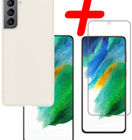 BASEY. BASEY. Samsung Galaxy S21FE Hoesje Siliconen Met Screenprotector - Wit