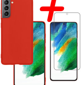 BASEY. BASEY. Samsung Galaxy S21FE Hoesje Siliconen Met Screenprotector - Rood