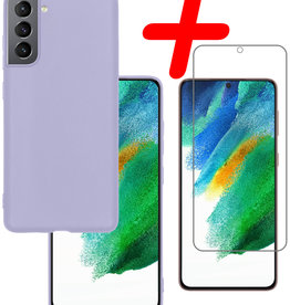BASEY. BASEY. Samsung Galaxy S21FE Hoesje Siliconen Met Screenprotector - Lila